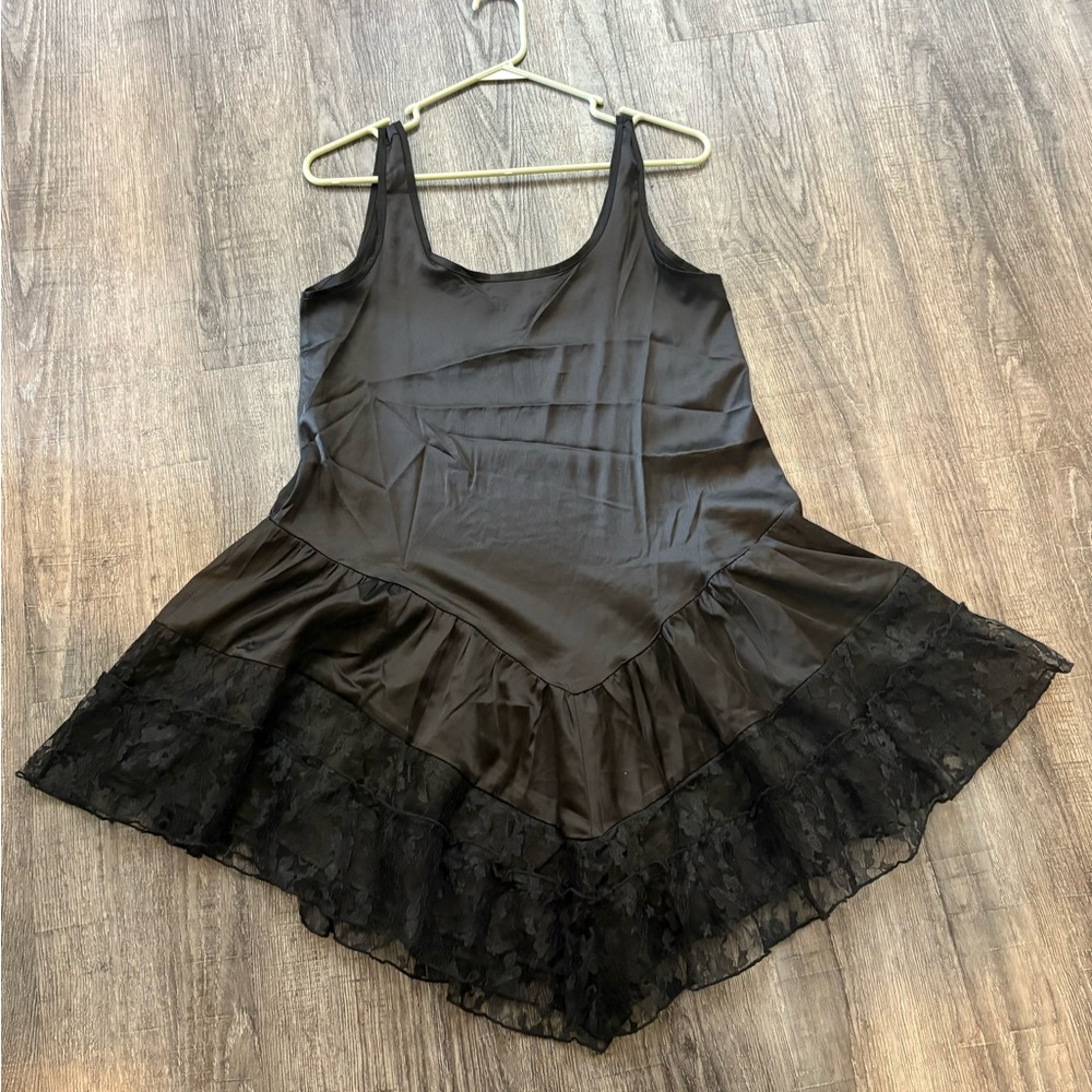 Black Lace Trim Dress (under slip!)